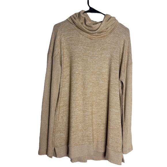 Gap Sweater Womens Size Large Tan Cowl Neck Soft Stretchy Minimalist Casual - Picture 1 of 6